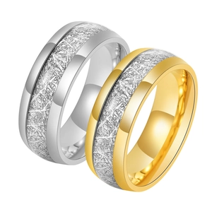 Minimalist Titanium Steel Ring For Men Women Fashion Meteorite Texture Polished Edge Band Ring Simple Jewelry Gift