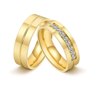 Minimalistischer Edelstahl Paar Ring Mit Strass Eingelegt Gold Silber Schlichter Ehering Für Damen Herren Schmuck Geschenk