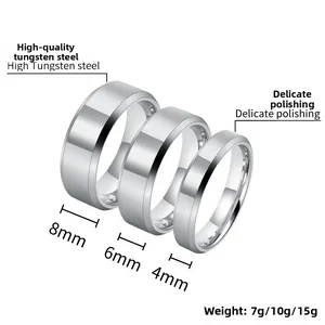 Bagues en acier tungstène poli en largeurs 4mm 6mm et 8mm avec détails de poids