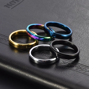 Lot de bagues en acier au tungstène poli en or, arc-en-ciel, bleu, argent et noir
