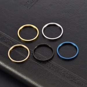 Group view of 2mm ultra-thin stainless steel rings in five assorted polished colors