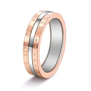 Rotating Calendar Ring For Men Women Stainless Steel Spinner Ring With Month Date Scale Fashion Jewelry Minimalist Finger Ring