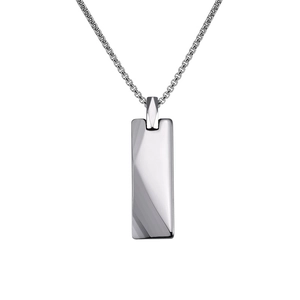 Minimalist Tungsten Steel Rectangular Pendant Necklace For Men Polished Geometric Box Chain Fashion Neck Jewelry Gift