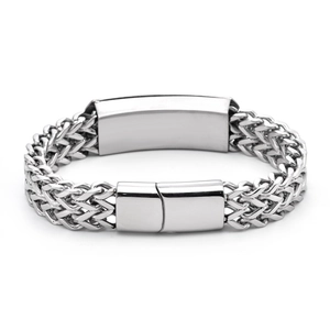 Men's hip hop punk double-row woven titanium steel bracelet with magnetic clasp
