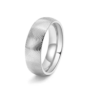 Bague en Acier Titane à Motif de Vagues Unisexe Anneau Minimaliste Géométrique pour Hommes Femmes Bijoux Électroplaqués à la Mode Cadeau