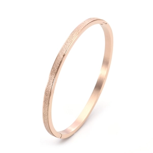 Bracelet jonc minimaliste en acier titane or rose 18K avec finition dépolie et polie
