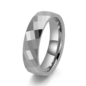 Bague Homme en Acier au Tungstène à Motifs de Losanges Facettés Style Punk Personnalisé Anneau Géométrique Or Argent Noir Bijoux