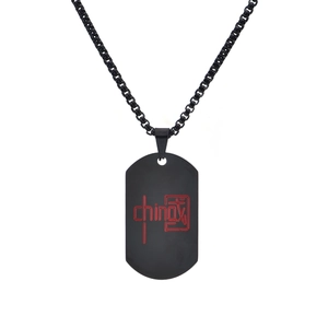 Herren Titanstahl Rechteck Erkennungsmarke Halskette Mit Roter Buchstaben Muster Anhänger Mode Schmuck Gold Silber Schwarz