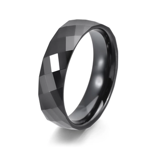 Anello in Ceramica Sfaccettato Minimalista Moderno per Uomo Donna Anello Quadrato Geometrico Lucido Gioielli di Moda Casual
