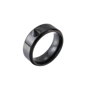 Punk Men Titanium Steel Spike Rivet Ring Gothic Hip Hop Conical Spike Polished Band Ring Minimalist Black Silver Jewelry