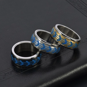 Three-piece titanium steel motorcycle tire tread spinner rings in silver, black and gold