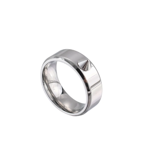 Titanium steel rivet ring with sharp metal spike in a minimalist punk rock style