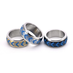 Three-piece titanium steel spinning ring set with industrial tire tread pattern details