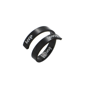Titanium Steel Keep Fucking Going Engraved Wrap Ring Inspirational Quote Double Layer Spiral Adjustable Open Ring Jewelry Gift