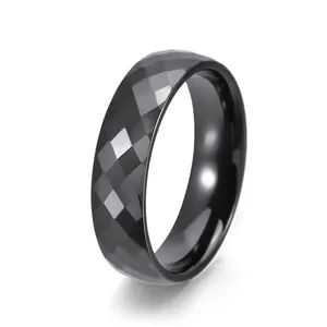 Minimalist Geometric Faceted Ceramic Ring Fashion Rhombus Cut Band Ring For Men Women Daily Commute Jewelry White Black