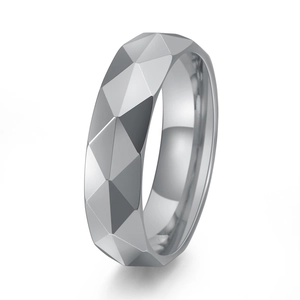 Anello in Acciaio al Tungsteno Geometrico Sfaccettato da Uomo Design a Rombo Minimalista Anello a Fascia Lucido Gioielli da Uomo