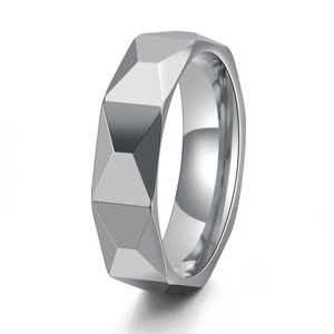 Minimalist Tungsten Steel Faceted Geometric Ring For Men Fashion Polished Band Ring Casual Daily Jewelry Accessorie
