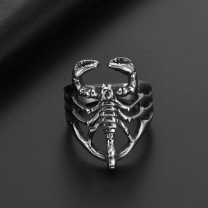 Vintage scorpion titanium steel ring for men featuring a 3D scorpion body design