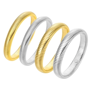 Set of four gold and silver tubogas snake bone bracelets in flexible stainless steel