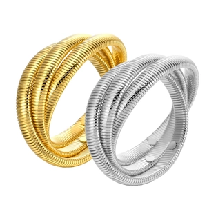 Set bracciali a spirale Tubogas estensibili a tre strati in oro e argento