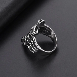 Gothic punk scorpion skeleton ring in polished stainless steel for men's rock style