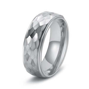 Tungsten Steel Hammered Band Ring For Men Women Unisex Unique Design Textured Metal Industrial Finger Ring Jewelry Accessory