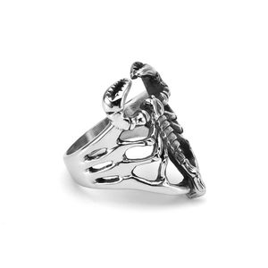 Vintage stainless steel scorpion ring in punk gothic style for men with detailed carving