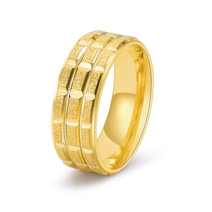 Bague Punk Homme Acier Titane Dépoli Large Texture en Escalier Or Argent Noir Bagues Géométriques Bijoux de Fête
