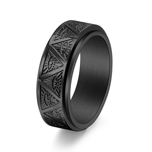 Rotatable Stainless Steel Eye Of Providence Triangle Eye Ring For Men Women Gothic Punk Mystical Relief Spinner Jewelry
