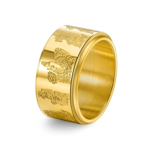 Bague Spinner en Acier Titane pour Hommes Bête Mythique en Relief Style Vintage Rotatif Punk Anneau Or Argent Bijoux