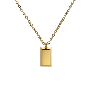 Collier Pendentif Lingot d'Or en Acier Titane Style Coréen pour Femmes Minimaliste Géométrique Bijoux Plaqués Or 18K Cadeau