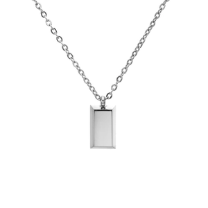 Collier avec pendentif barre géométrique minimaliste en acier inoxydable poli argent