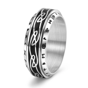 Vintage Viking Celtic Knot Rune Rotating Spinner Ring Titanium Steel Men Fashion Stress Relief Nordic Ring Jewelry