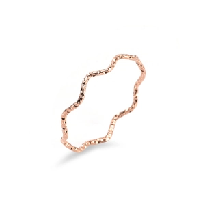 Minimalist wave ring for women in rose gold with a textured hammered finish on the band