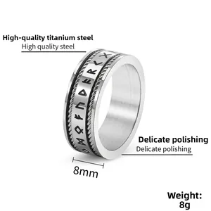 Macro detail of 8mm Viking rune ring with twisted rope edges and smooth inner band