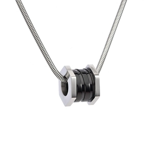 Industrial Stainless Steel Hexagon Nut Pendant Necklace For Men Women Geometric Faux Ceramic Snake Chain Jewelry Accessory
