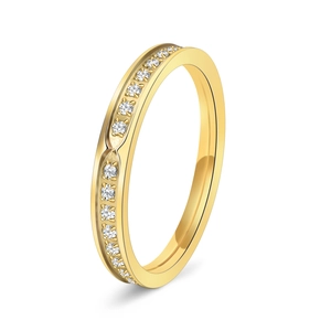 Stainless Steel Zirconia Inlaid Ring For Women Minimalist Fashion Geometric Finger Ring High-End Row Drill Jewelry Gift