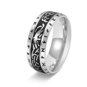 Vintage Viking Rune Stainless Steel Ring For Men Nordic Celtic Knot Engraved Punk Band Ring Neutral Niche Jewelry Gift
