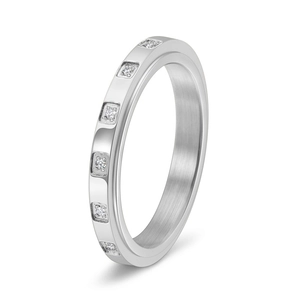 Elegance 18K gold plated rotatable ring with diamond accents and brushed metal finish