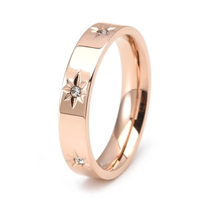 Elegance 18K rose gold stainless steel sunflower ring with sparkling inset stones