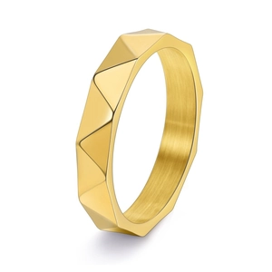 Titanium Steel Geometric Faceted Ring For Men Women Electroplated 18K Gold Plated Minimalist Niche Jewelry Finger Ring