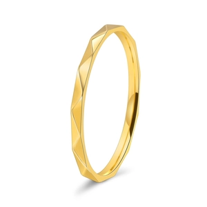 Women's Minimalist Stainless Steel Faceted Ring V-Shape 18K Gold Plated Triangle Cut Non-Fading Narrow Finger Ring Jewelry