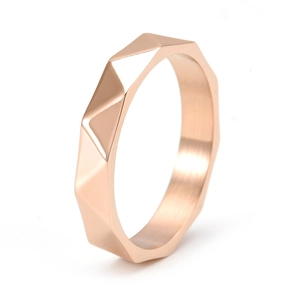 Polished 4mm geometric faceted 18K rose gold plated cross ring with matte finish