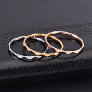 Three-piece stackable minimalist 18K gold plated V-shaped geometric rings set