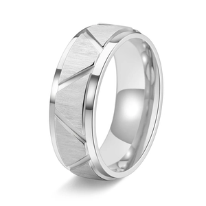Men's Casual Stainless Steel Ring Geometric Triangle Pattern Brushed Finish Electroplated Fashion Jewelry Band Gift