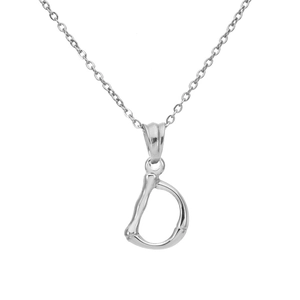 Silver bamboo style letter D pendant necklace made of high quality durable titanium steel