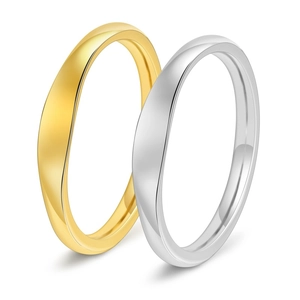 Polished 18K gold and silver Mobius twist stainless steel rings in minimalist style