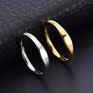 Minimalist 18K gold and silver polished stainless steel stackable ring set for women