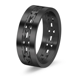 Genderless Stainless Steel Hollow Cuban Chain Ring Men Women Personality Geometric Polished Band Finger Ring Punk Jewelry