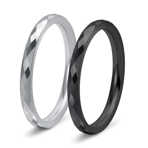 Minimalist Tungsten Steel Ring For Men Women Rhombic Faceted Geometric Band Polished Simple Fashion Finger Ring Jewelry